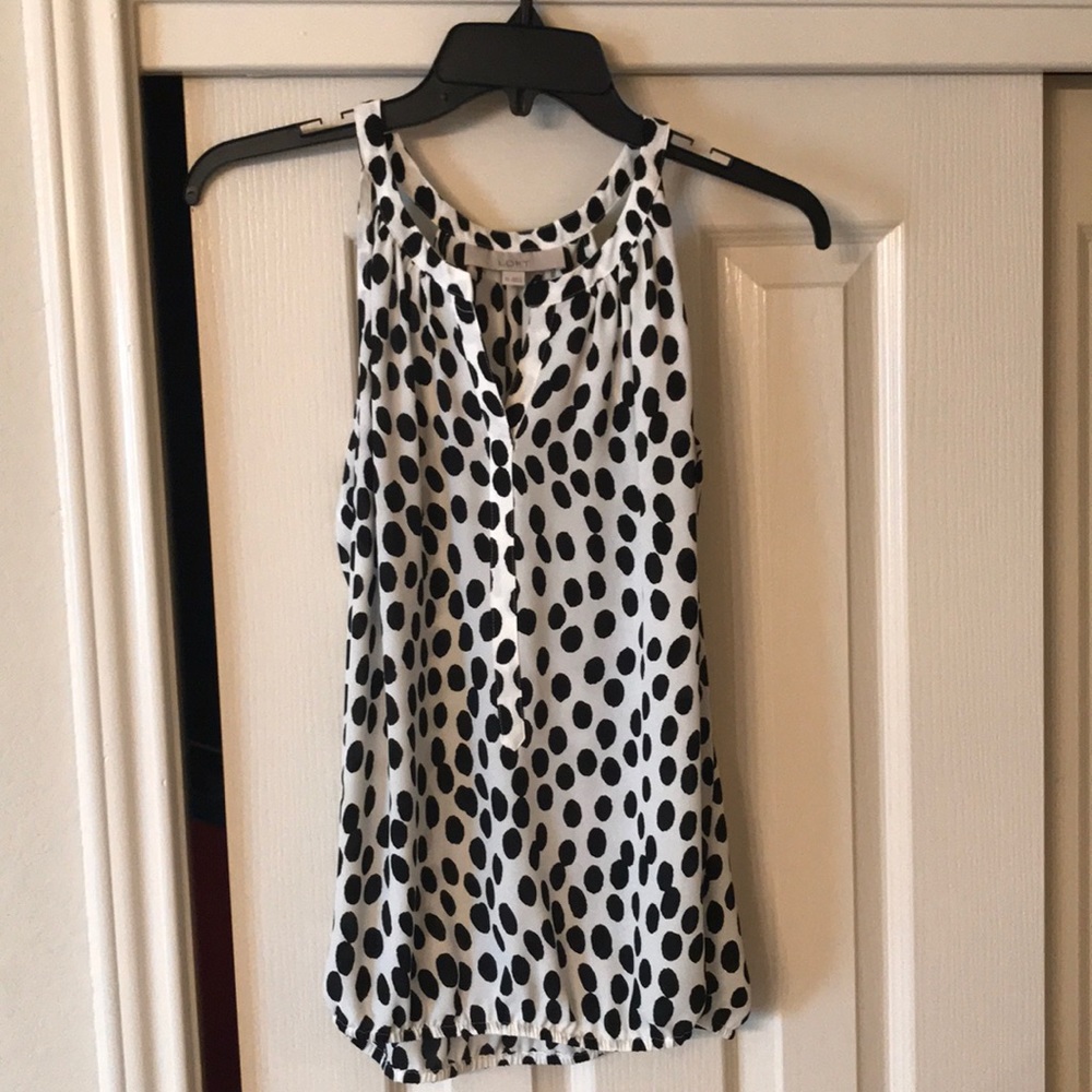 Black and cream polka dot blouse